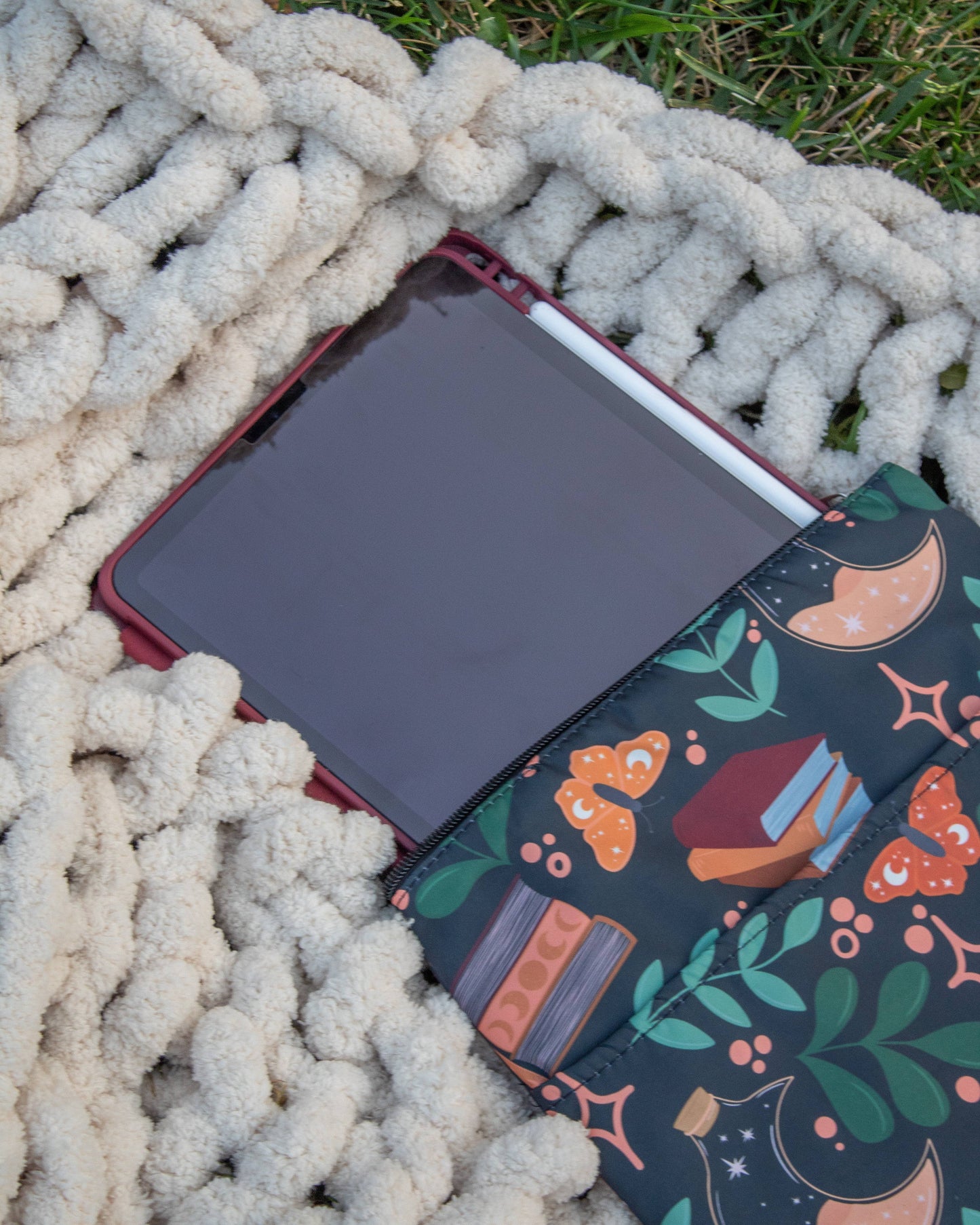 Meaggie Moos - Book / Tablet Sleeve | Burgundy Books The Secret Garden Bookery
