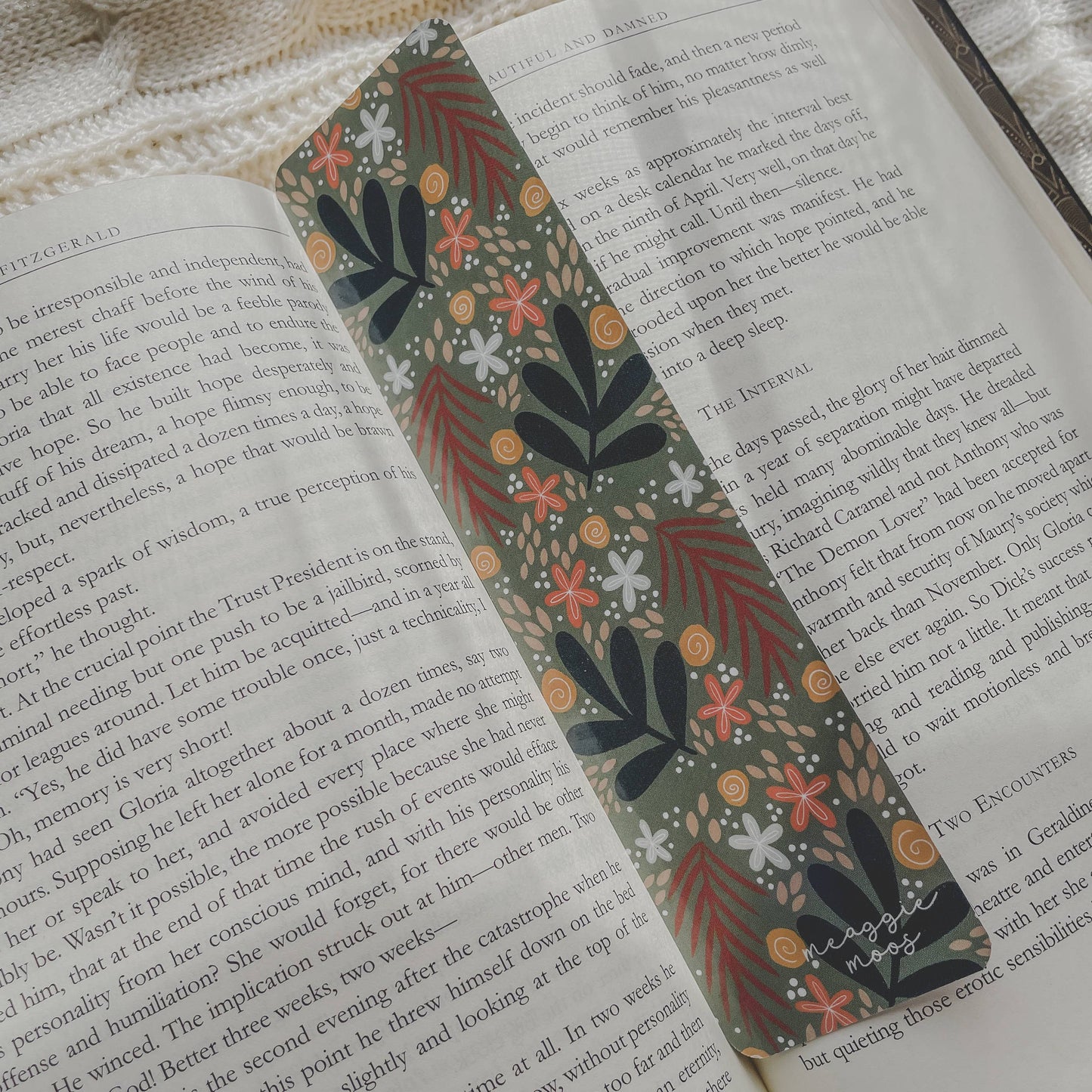 Meaggie Moos - Dark Florals Hand Drawn Bookmark 2x8 | Glossy The Secret Garden Bookery