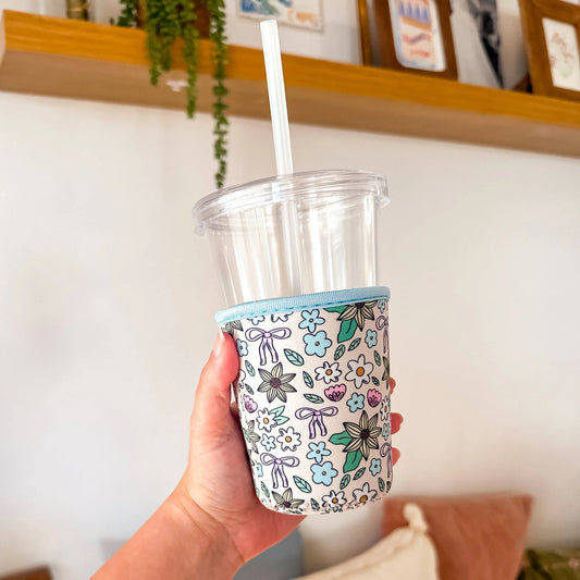 Oak Shore Collective LLC - Floral Bows | Iced Coffee Sleeve The Secret Garden Bookery