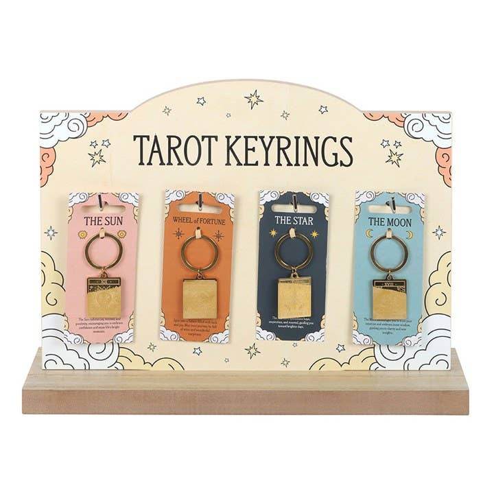 Vintage Tarot Card Keyrings, Sun, Moon, Wheel of Fortune, Star Water Moon Shop