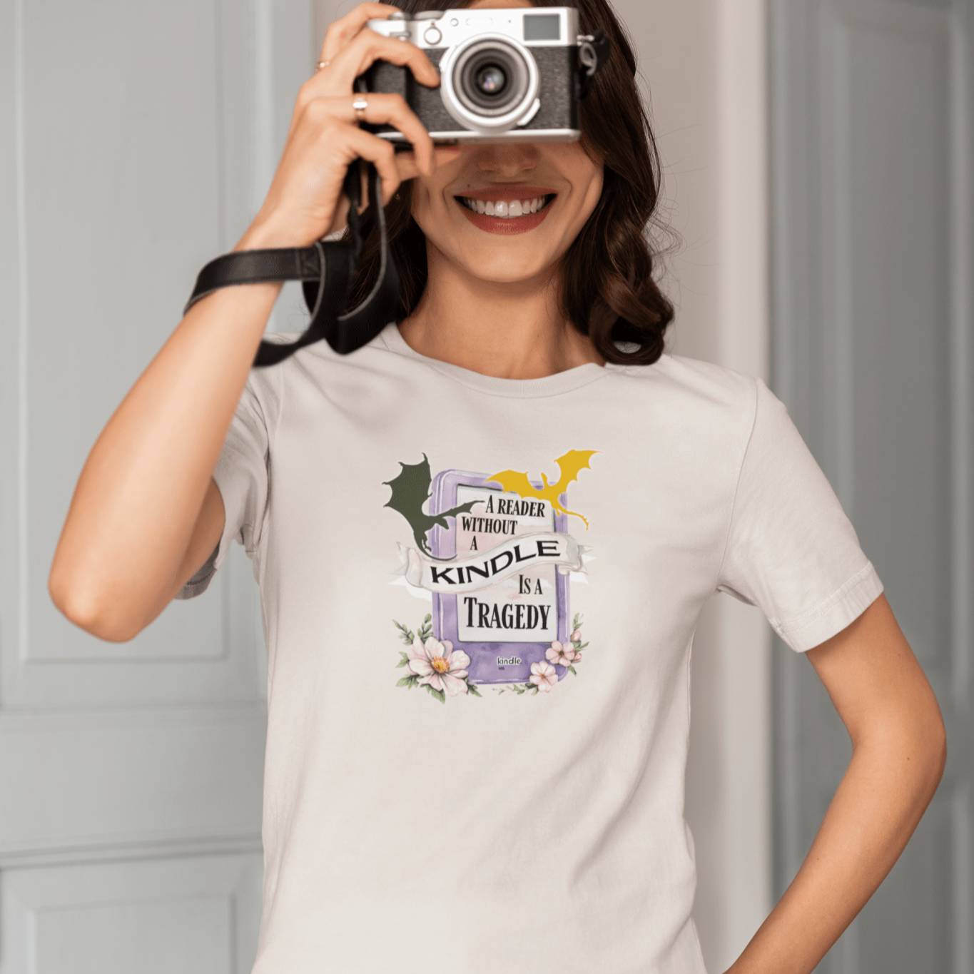 A Reader Without a Kindle Is a Tragedy T-Shirt – Fourth Wing Inspired Bookish Tee