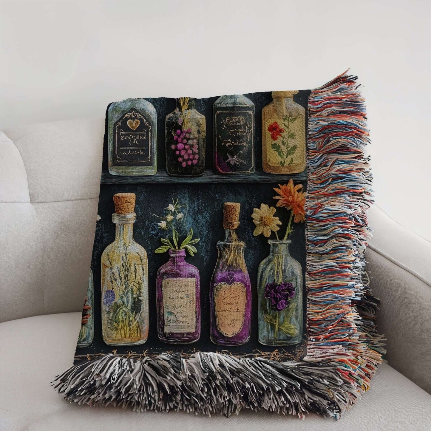 Apothecary Shelves Watercolor Woven Blanket Offbeat Opulence