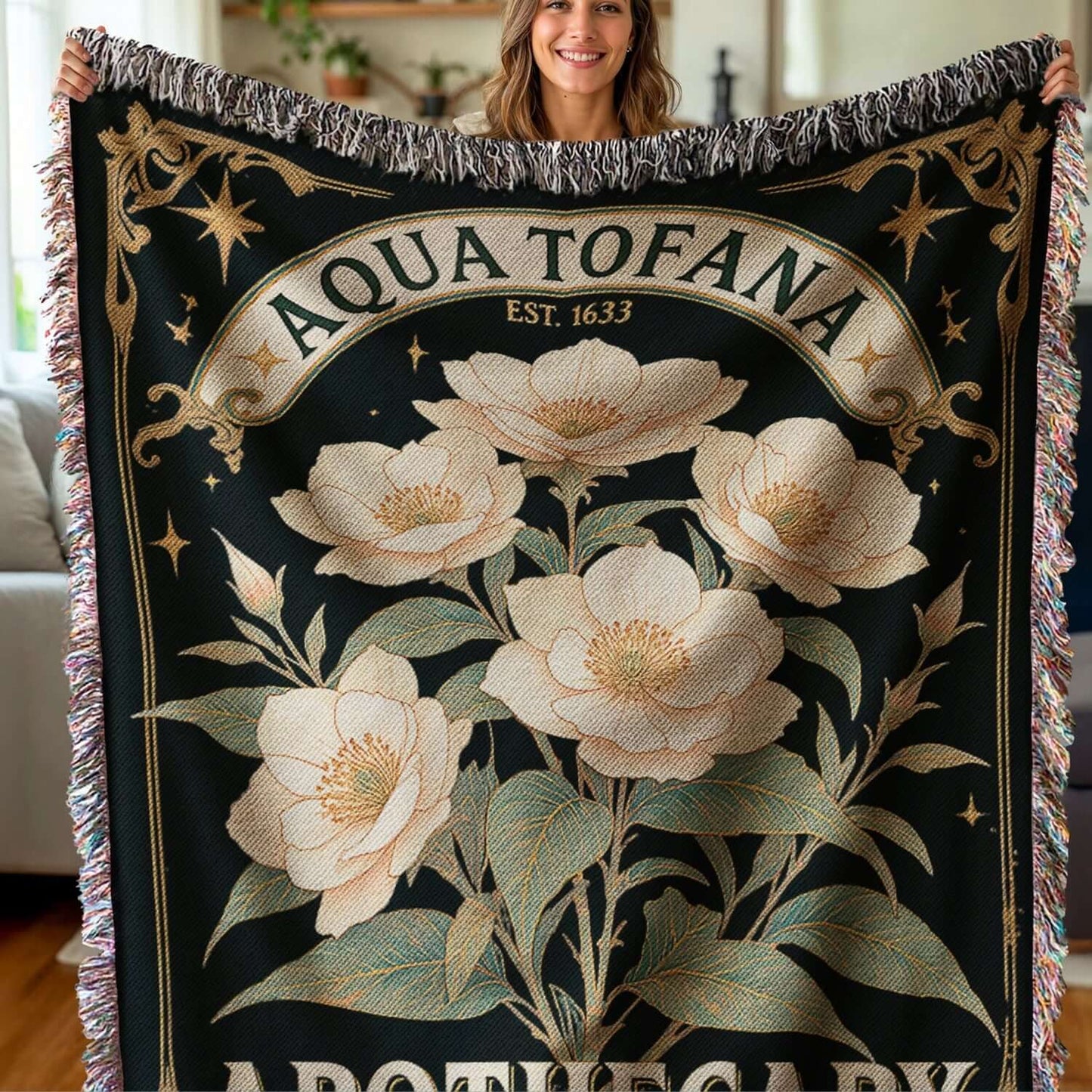 Aqua Tofana Apothecary Woven Blanket Offbeat Opulence