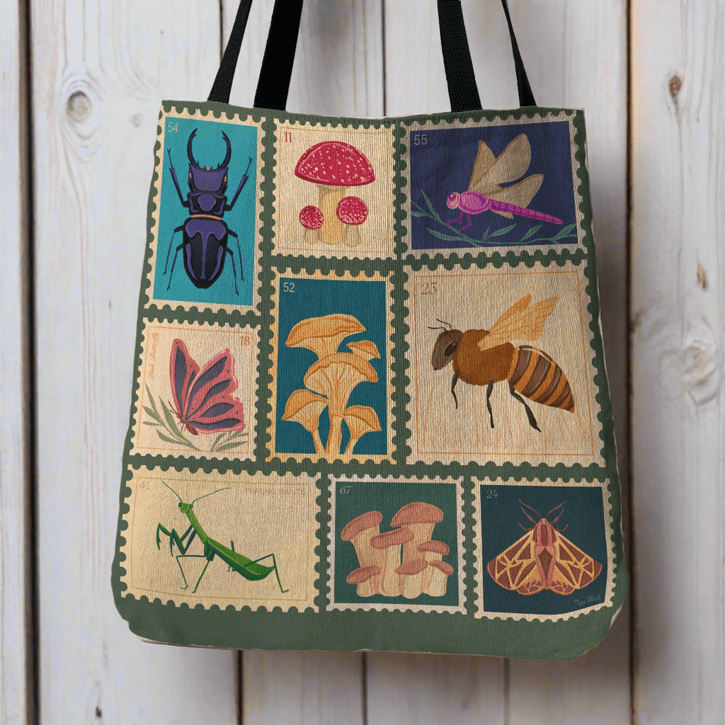 Botanical Stamps Woven Tapestry Tote – Nature-Inspired & Uniquely Crafted Offbeat Opulence