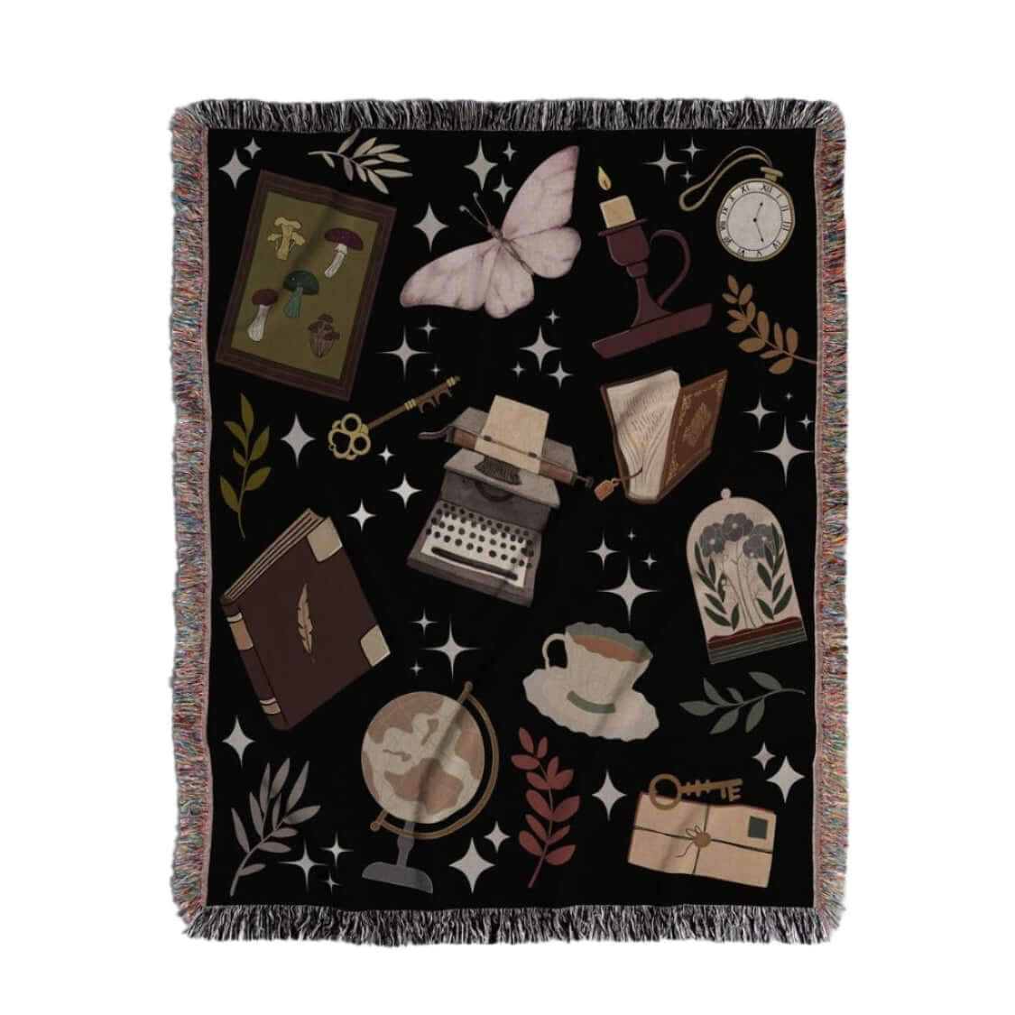 Dark Academia Woven Tapestry Blanket – A Scholar's Dream Offbeat Opulence