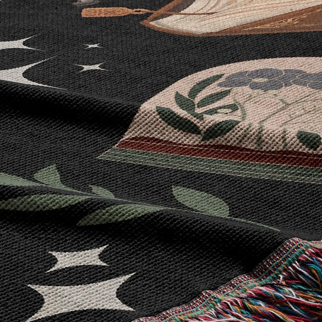 Dark Academia Woven Tapestry Blanket – A Scholar's Dream Offbeat Opulence