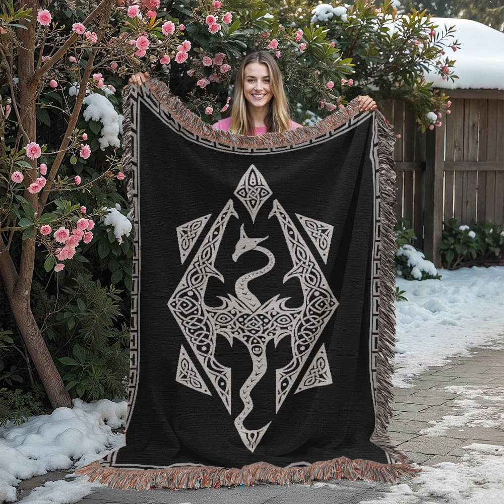 Dragon Seal Woven Blanket - A Legacy of Elder Power & Destiny Offbeat Opulence