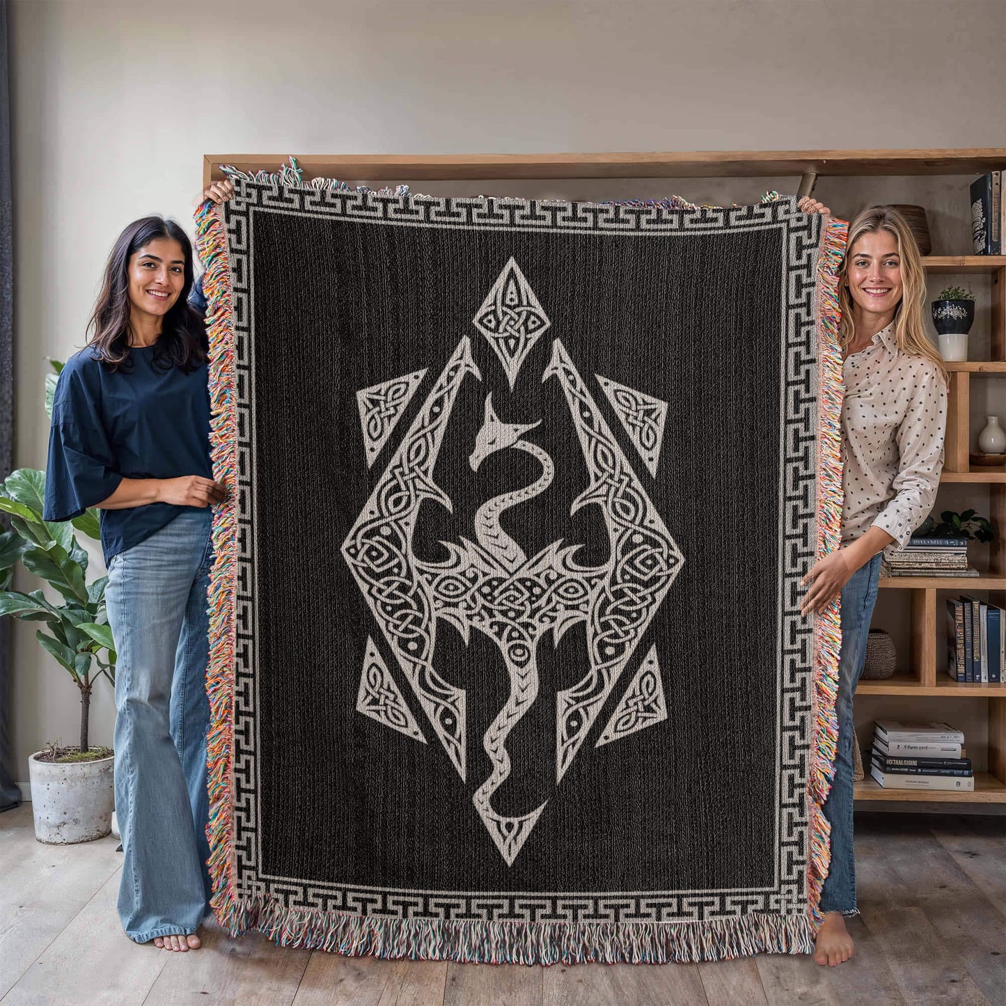 Dragon Seal Woven Blanket - A Legacy of Elder Power & Destiny Offbeat Opulence