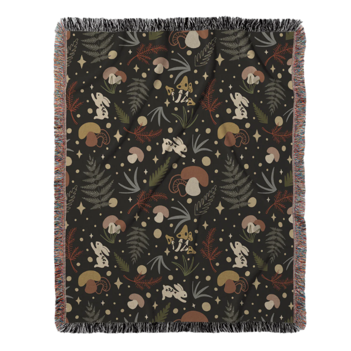 Enchanted Woodland Woven Blanket – A Cozy Escape Through A Mystical Forest Offbeat Opulence
