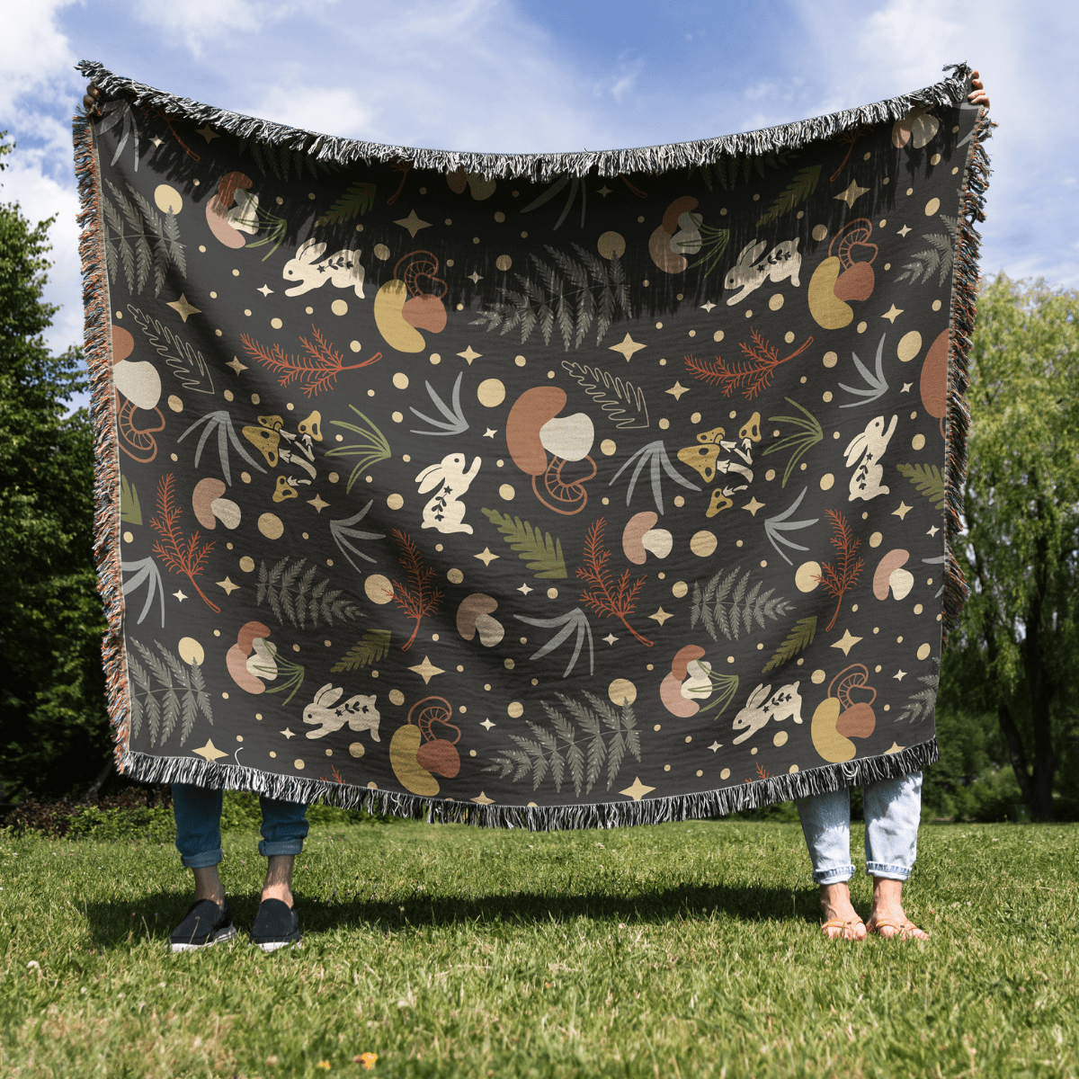 Enchanted Woodland Woven Blanket – A Cozy Escape Through A Mystical Forest Offbeat Opulence