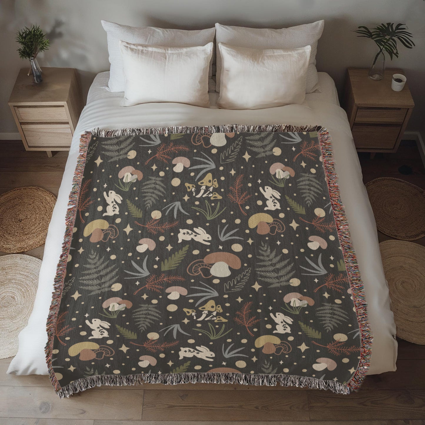 Enchanted Woodland Woven Blanket – A Cozy Escape Through A Mystical Forest Offbeat Opulence