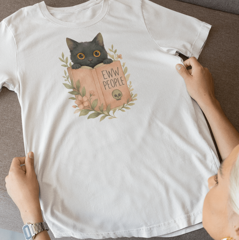 Eww People Black Cat T-Shirt – Bookish Anti-Social Reader Tee
