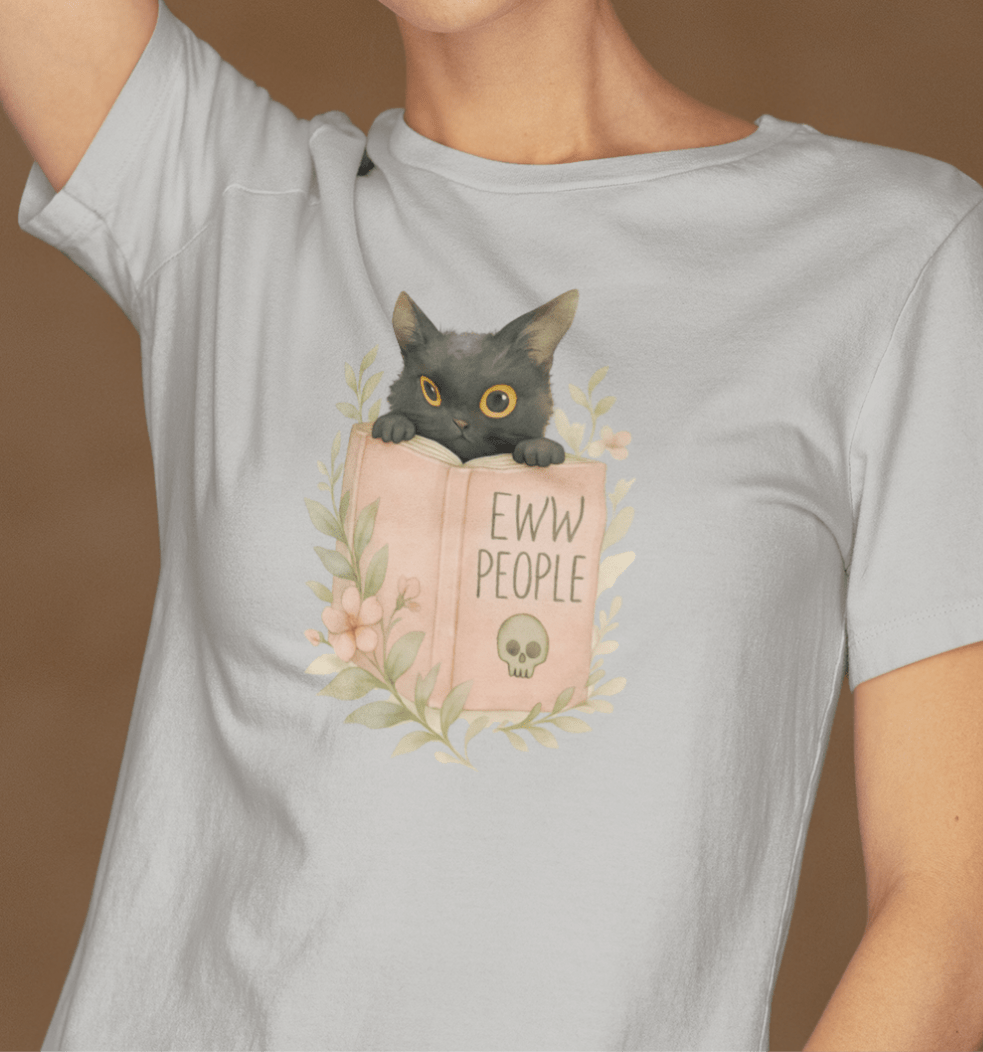 Eww People Black Cat T-Shirt – Bookish Anti-Social Reader Tee