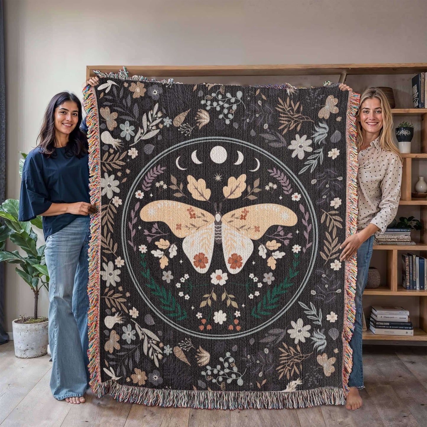 Lunar Moth Woven Tapestry Blanket – A Dream in Threads Offbeat Opulence