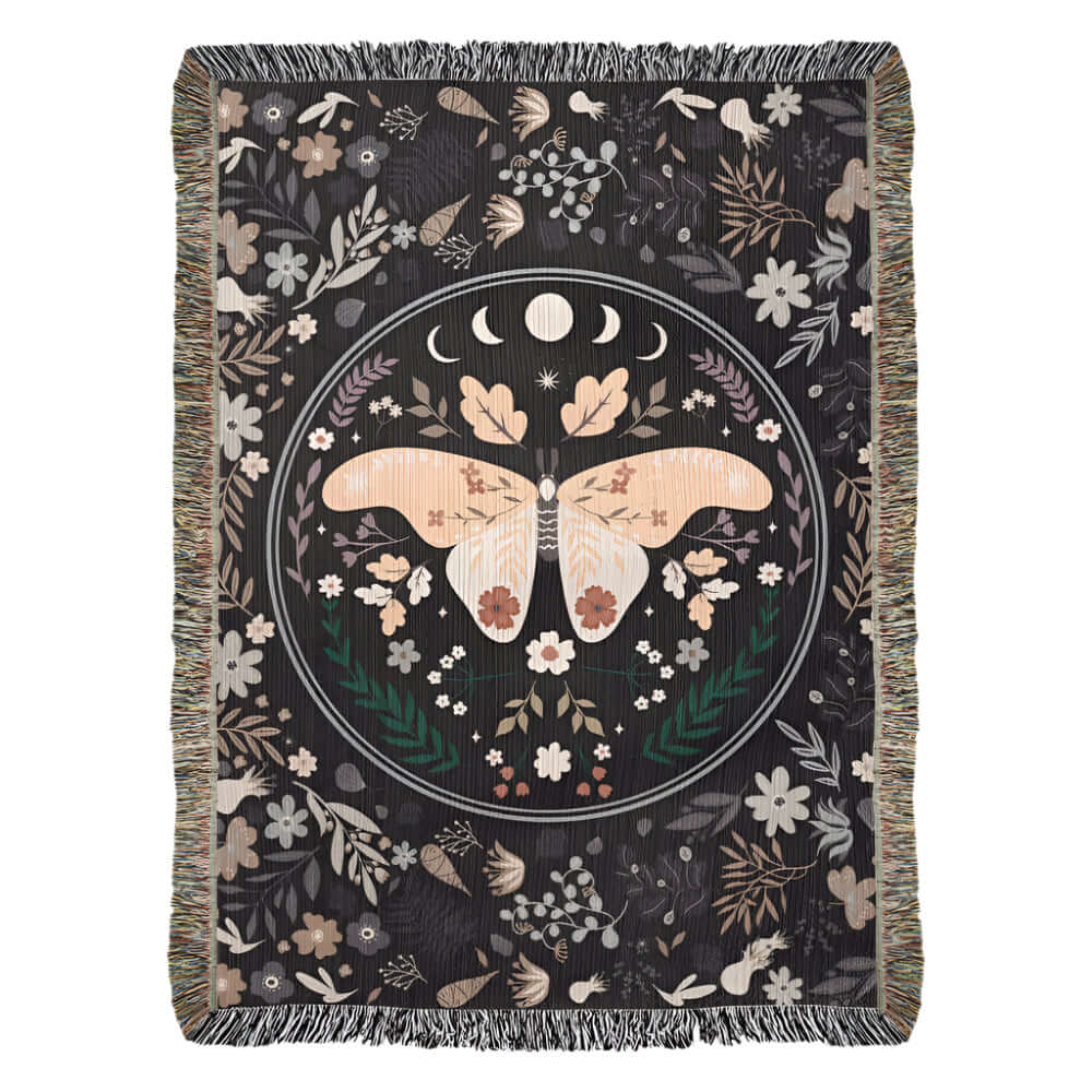 Lunar Moth Woven Tapestry Blanket – A Dream in Threads Offbeat Opulence