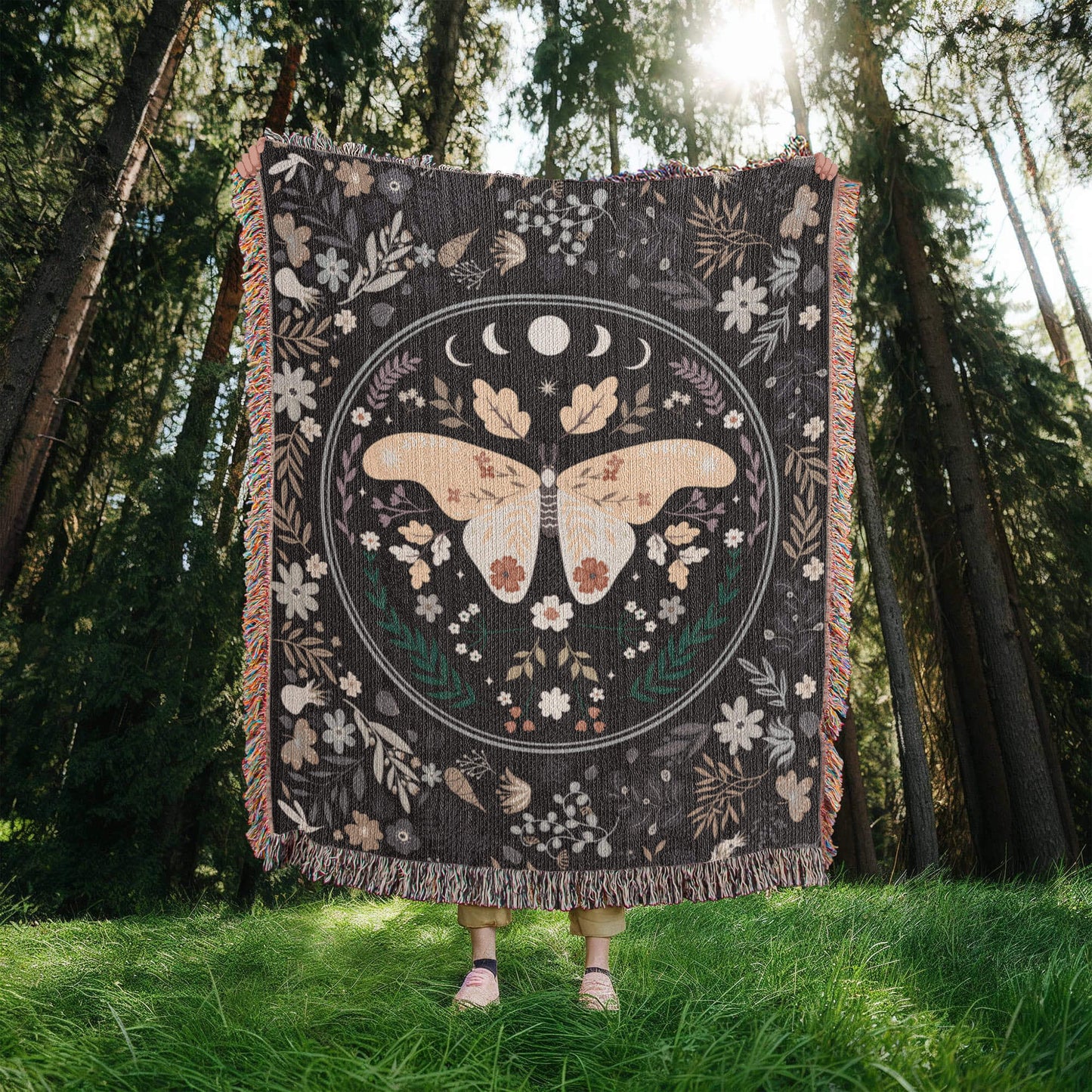 Lunar Moth Woven Tapestry Blanket – A Dream in Threads Offbeat Opulence