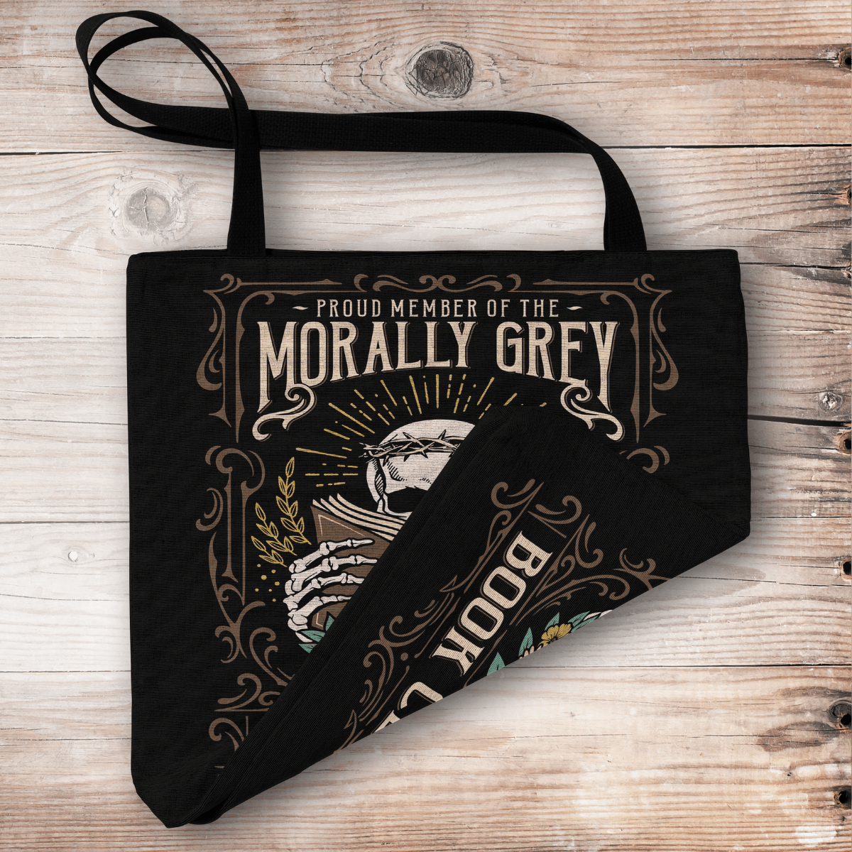 Morally Grey Book Club Woven Tote Bag Offbeat Opulence
