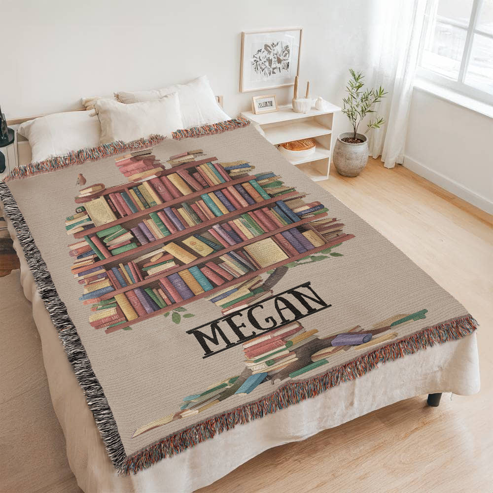 Personalized Book Tree Blanket – A Cozy Tribute to Your TBR Roots Offbeat Opulence