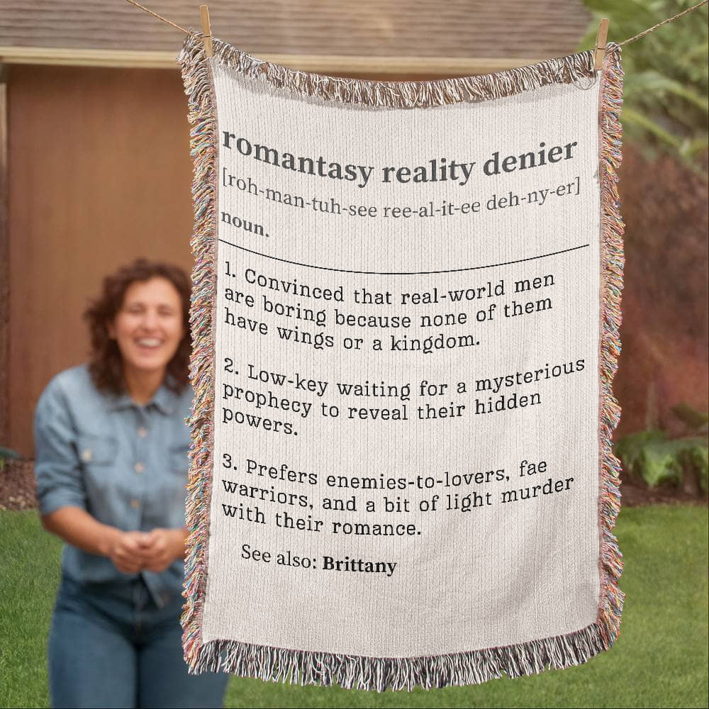 Personalized Romantasy Reality Denier Woven Blanket – A Cozy Escape from the Ordinary Offbeat Opulence