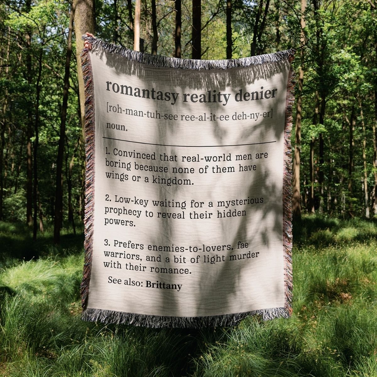 Personalized Romantasy Reality Denier Woven Blanket – A Cozy Escape from the Ordinary Offbeat Opulence