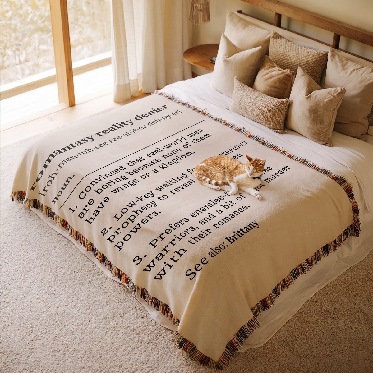 Personalized Romantasy Reality Denier Woven Blanket – A Cozy Escape from the Ordinary Offbeat Opulence