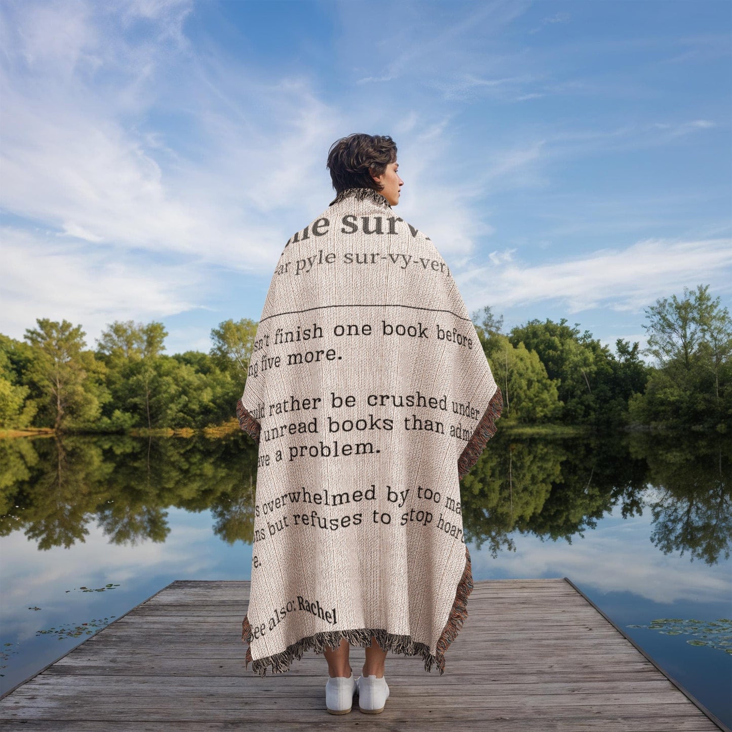 Personalized TBR Pile Survivor Woven Blanket – A Cozy Tribute to Book Hoarders Offbeat Opulence