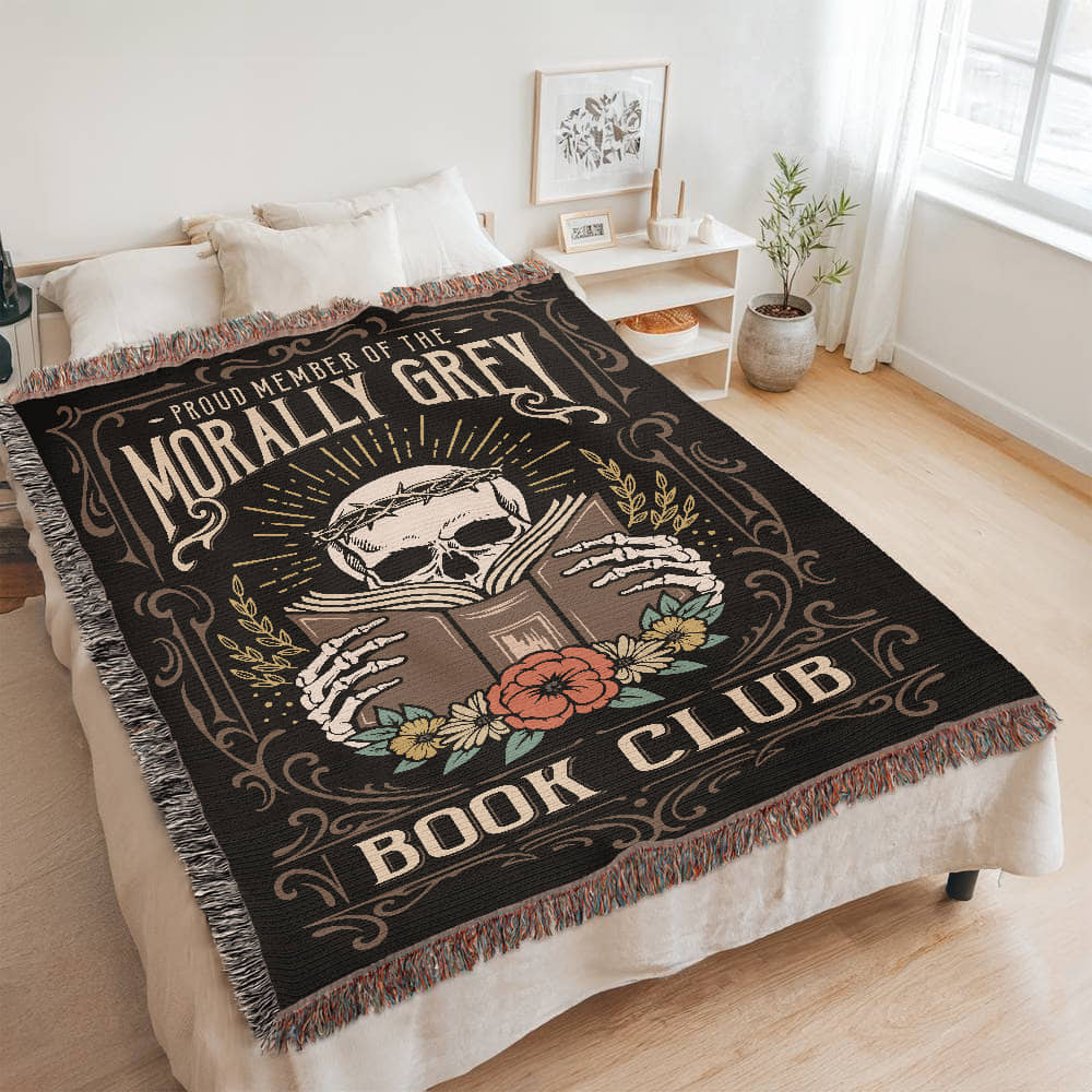 Proud Member of the Morally Grey Book Club – Woven Tapestry Blanket Offbeat Opulence