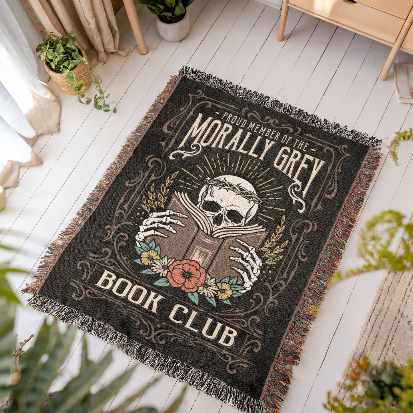 Proud Member of the Morally Grey Book Club – Woven Tapestry Blanket Offbeat Opulence