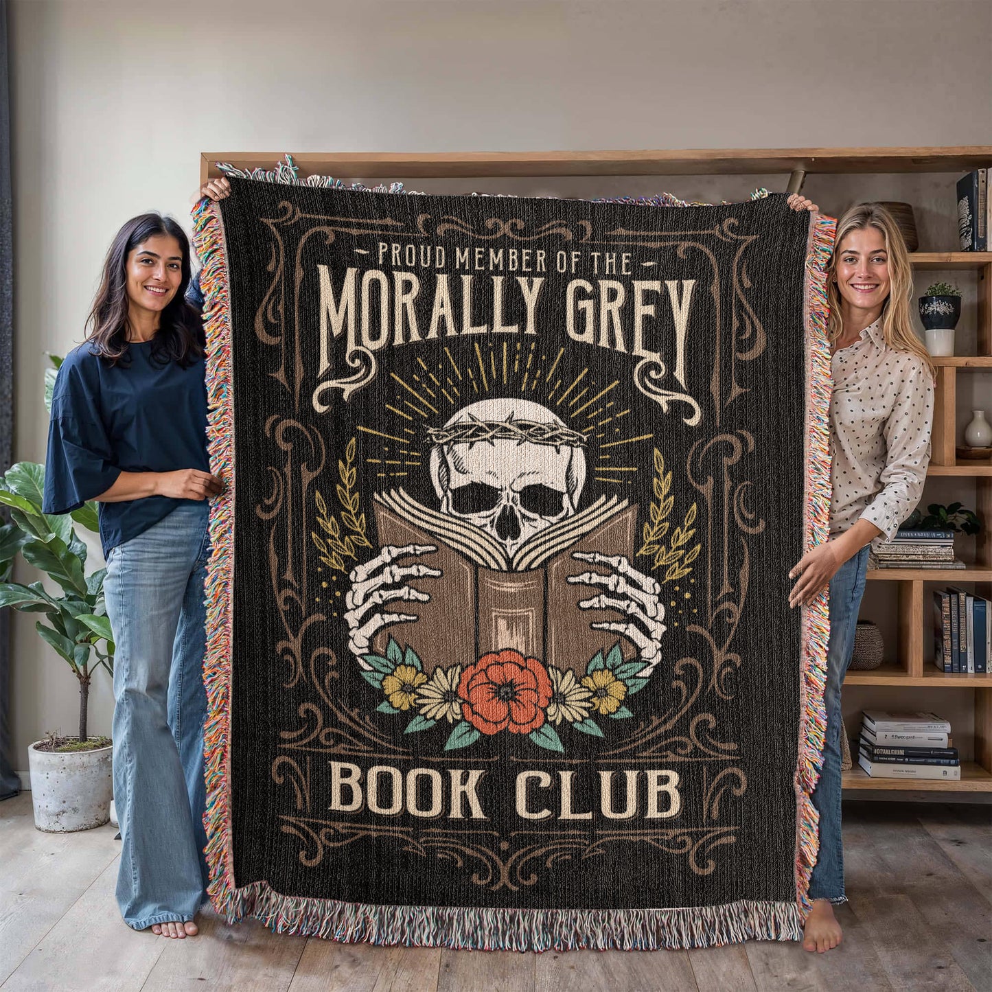 Proud Member of the Morally Grey Book Club – Woven Tapestry Blanket Offbeat Opulence