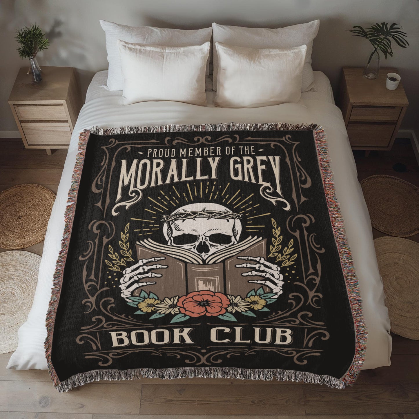 Proud Member of the Morally Grey Book Club – Woven Tapestry Blanket Offbeat Opulence