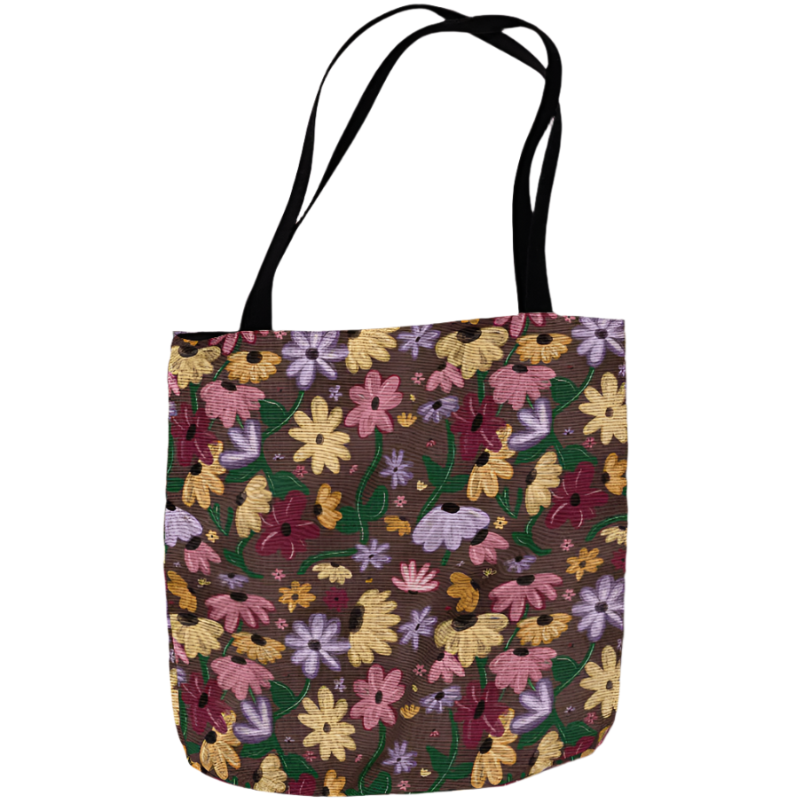 Surprise Song Piano Floral Woven Tote Offbeat Opulence