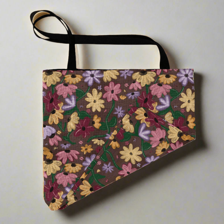 Surprise Song Piano Floral Woven Tote Offbeat Opulence