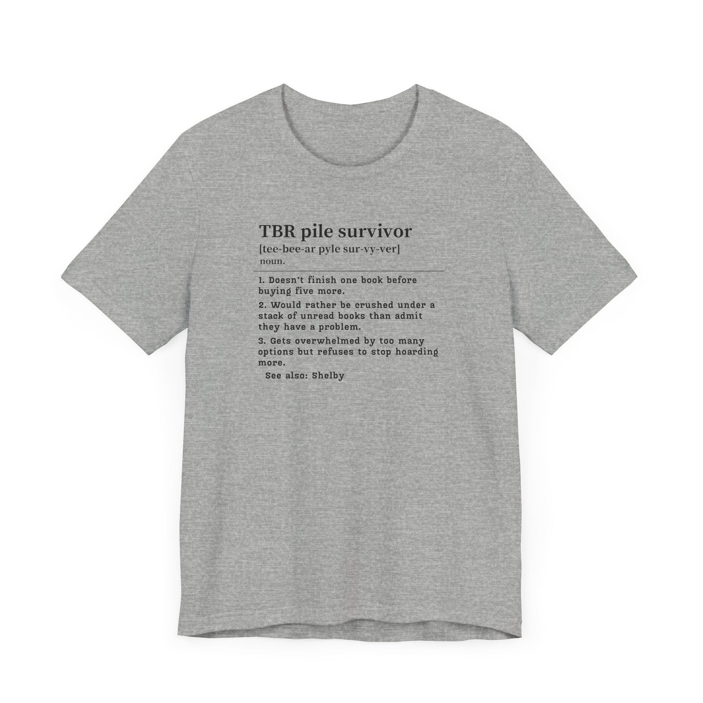 TBR Survivor T-Shirt – Personalized Book Hoarder Definition Tee Offbeat Opulence