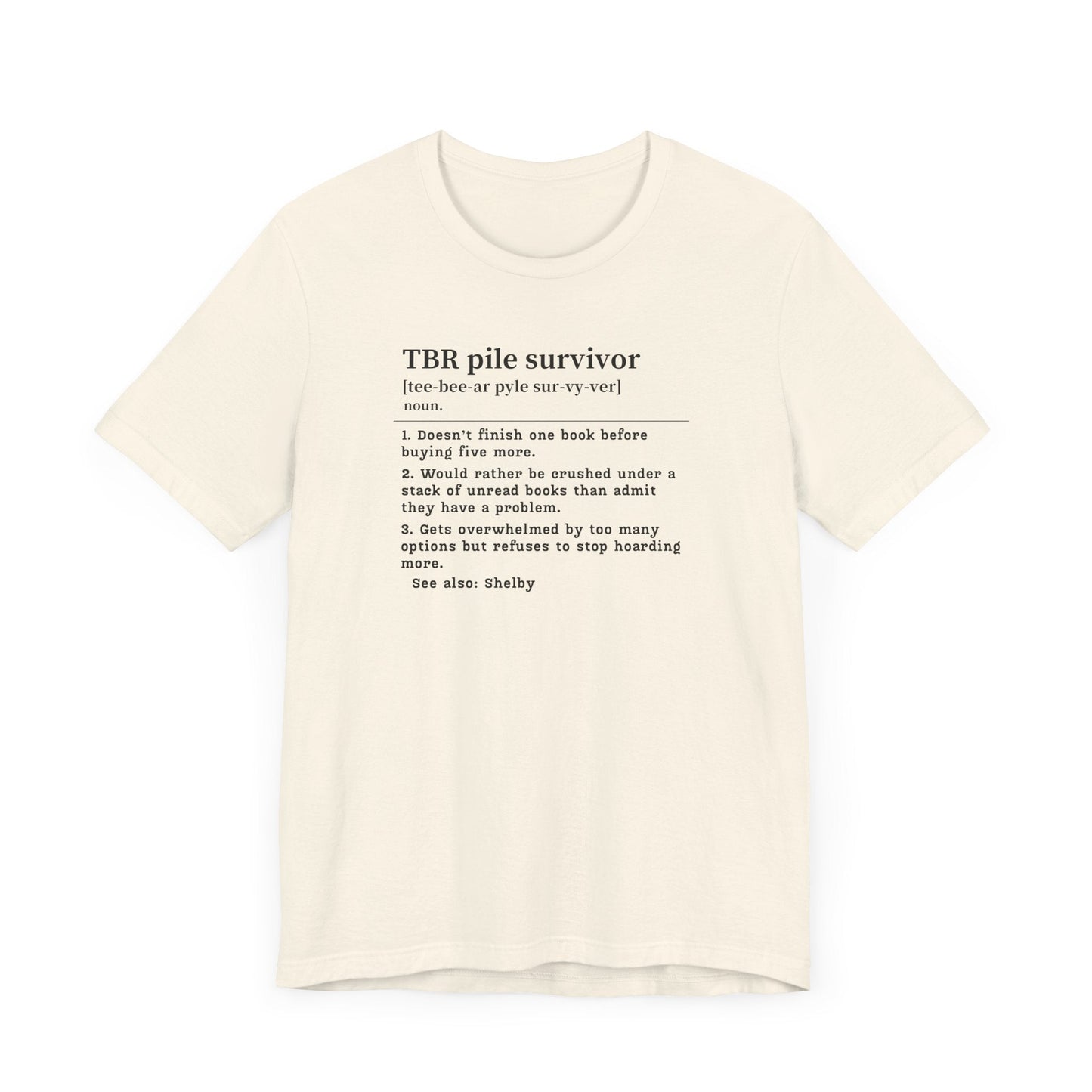 TBR Survivor T-Shirt – Personalized Book Hoarder Definition Tee Offbeat Opulence