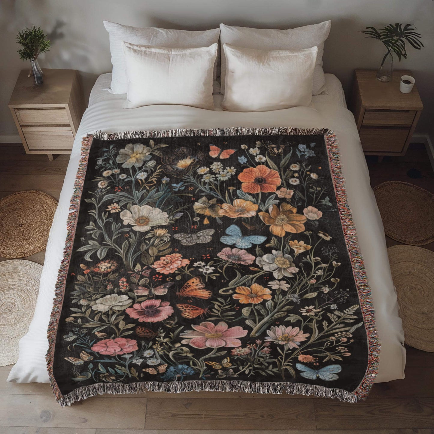 Wildflower Haven Woven Blanket – A Botanical Masterpiece Offbeat Opulence