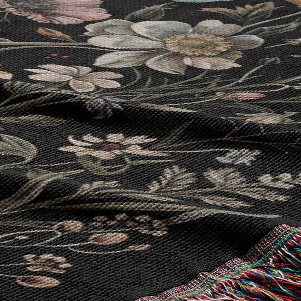 Wildflower Haven Woven Blanket – A Botanical Masterpiece Offbeat Opulence
