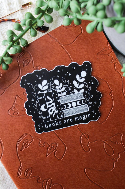 Meaggie Moos - Books Are Magic Vinyl Waterproof Sticker | Bookish Sticker