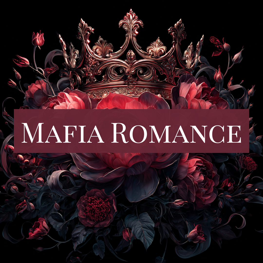 Decorative image with ornate crown and flowers, featuring the text 'Mafia Romance'.