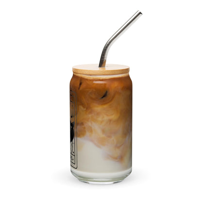 CrescentCatCo - The Lover Cat Lover Tarot Class | Witchy Cat Iced Coffee Glass | Beer can Glass with Lid and Straw | Cat Mom Gifts | Black Cat Tarot Card
