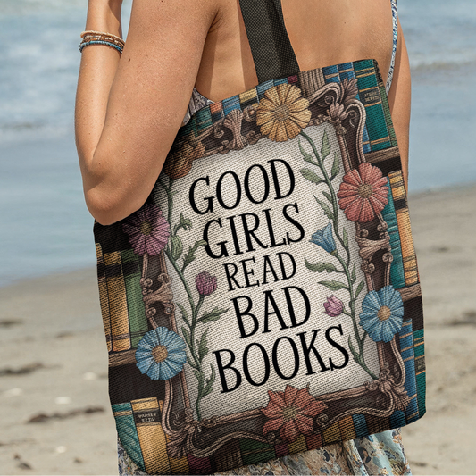 Good Girls Read Bad Books Bright & Bookish Woven Tote Offbeat Opulence