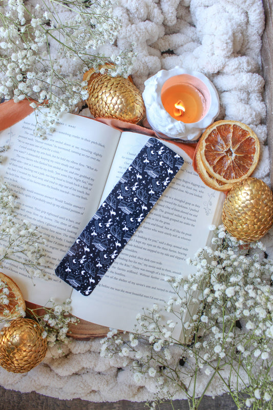 Meaggie Moos - Navy & White Book Dragon 2x8 Bookmark | Glossy The Secret Garden Bookery