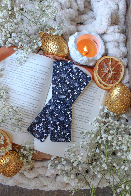 Meaggie Moos - Navy & White Book Dragon 2x8 Bookmark | Glossy The Secret Garden Bookery