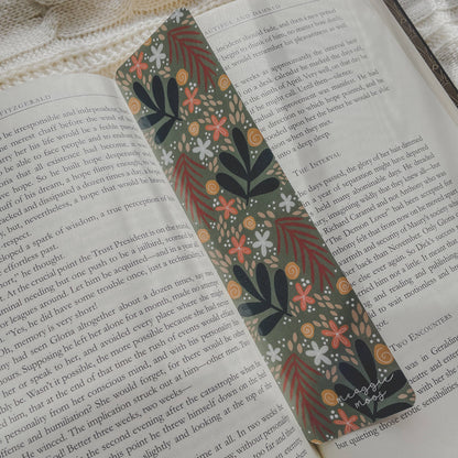 Meaggie Moos - Dark Florals Hand Drawn Bookmark 2x8 | Glossy The Secret Garden Bookery