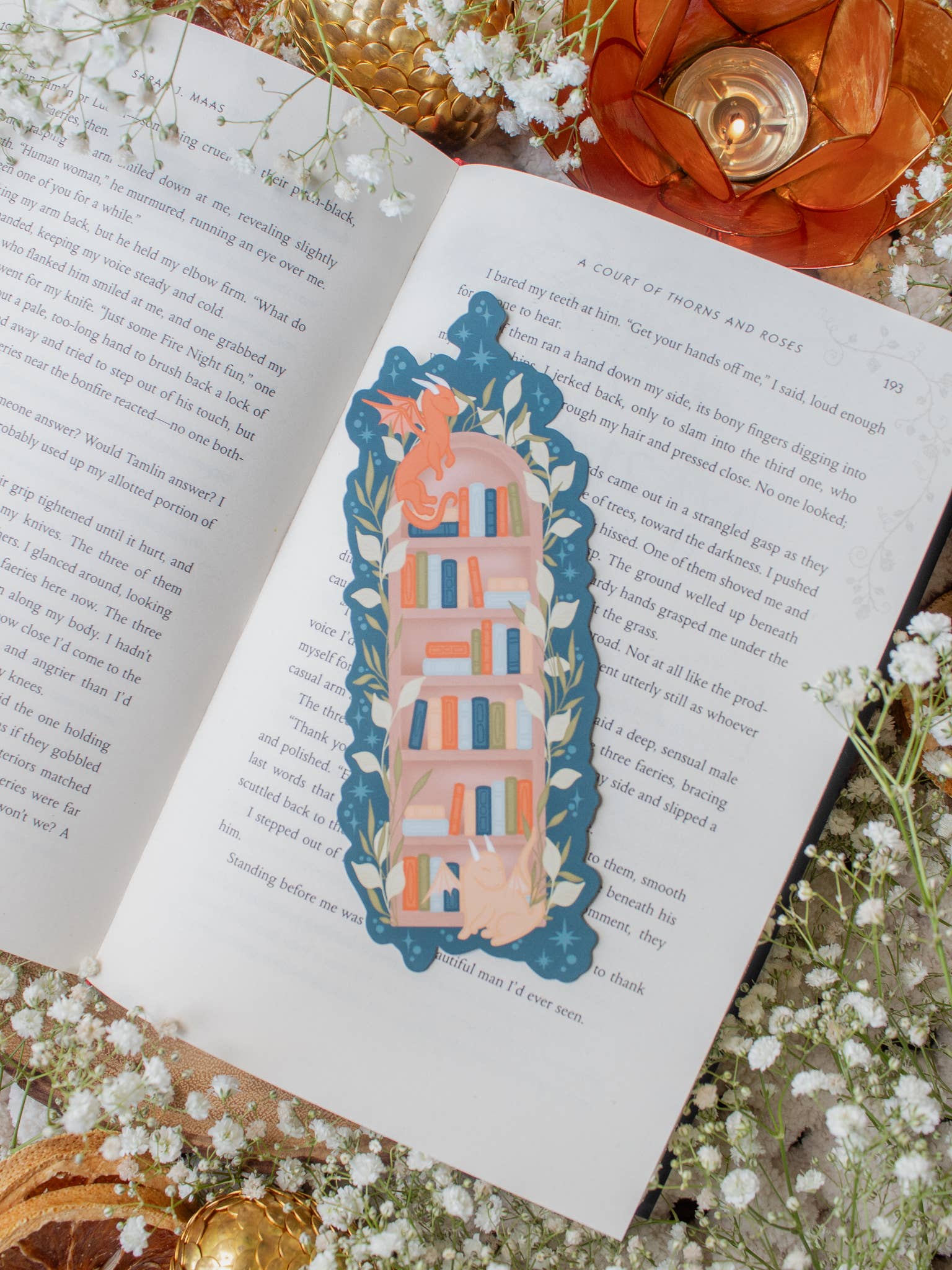 Bookmark - Arched Bookshelf Little Book Dragons Smitten Booktique
