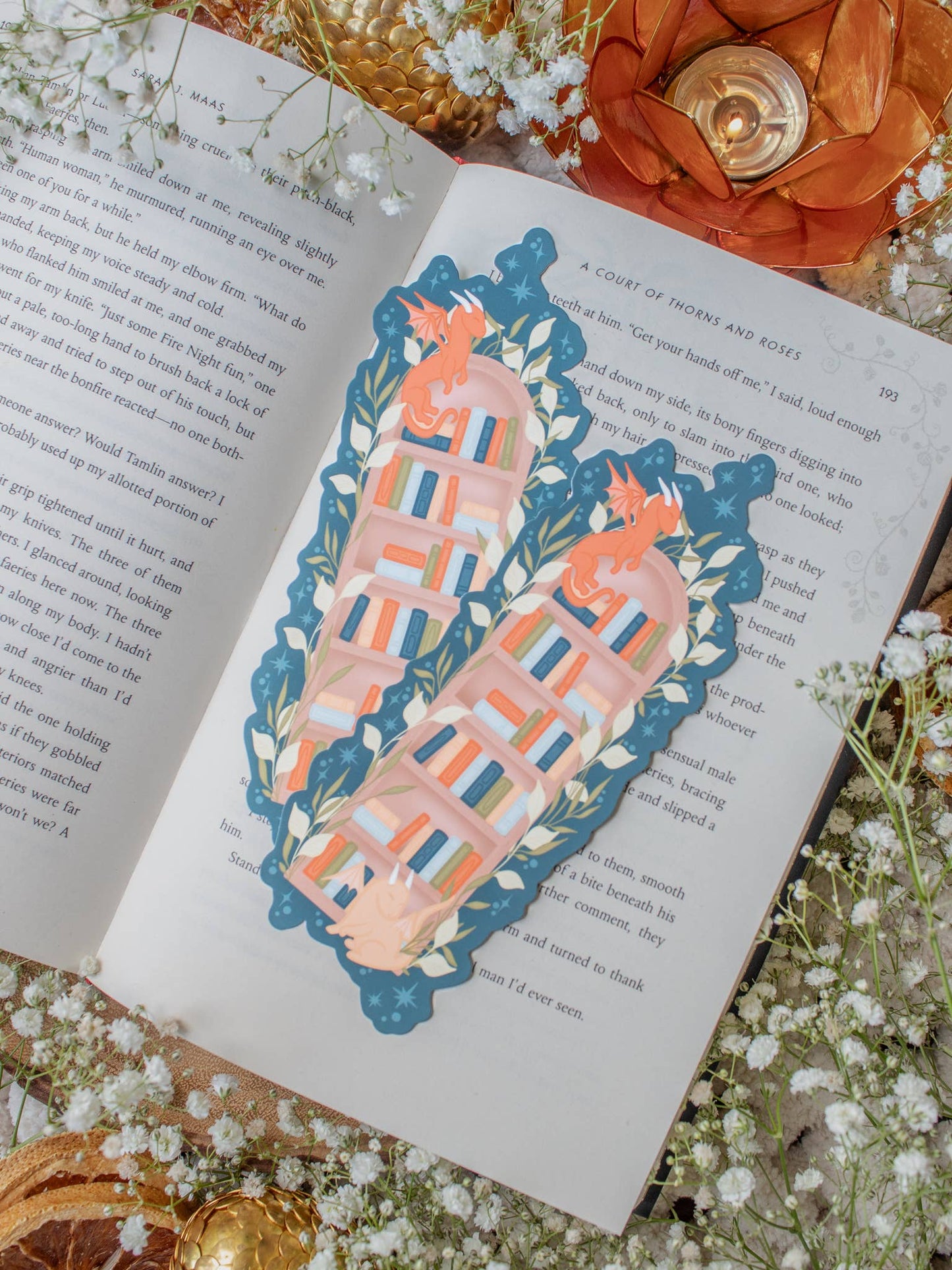 Bookmark - Arched Bookshelf Little Book Dragons Smitten Booktique