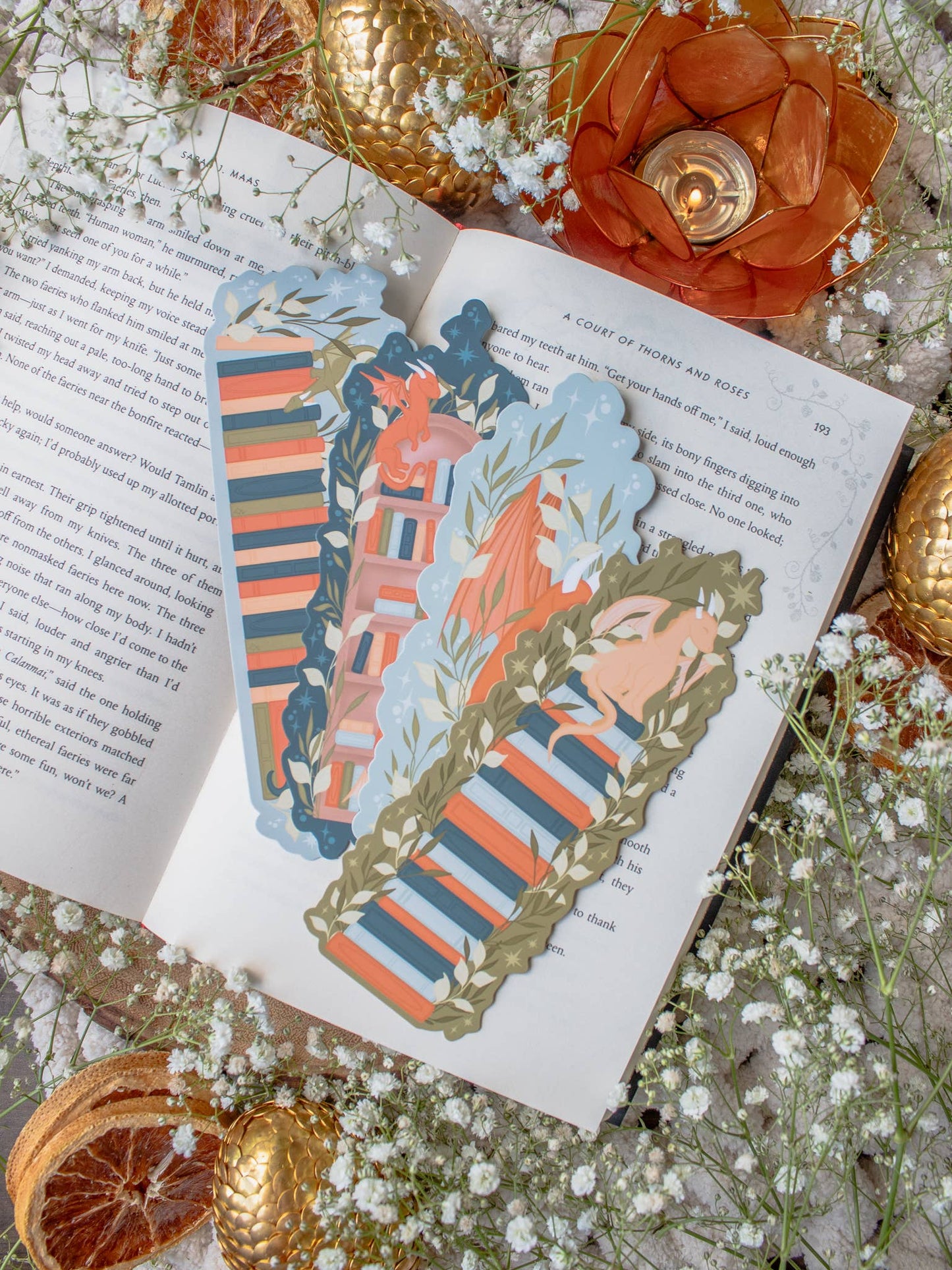Bookmark - Arched Bookshelf Little Book Dragons Smitten Booktique