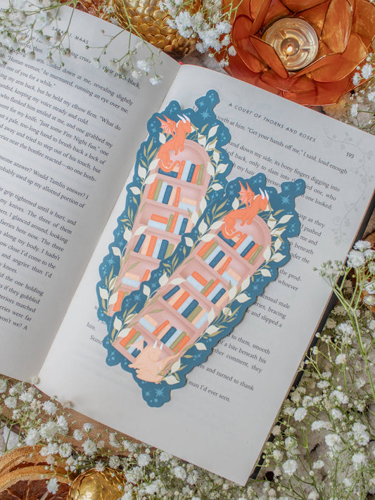 Bookmark - Arched Bookshelf Little Book Dragons Smitten Booktique