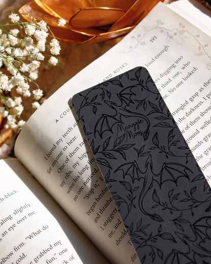 Bookmark - Black Floral Dragons Smitten Booktique
