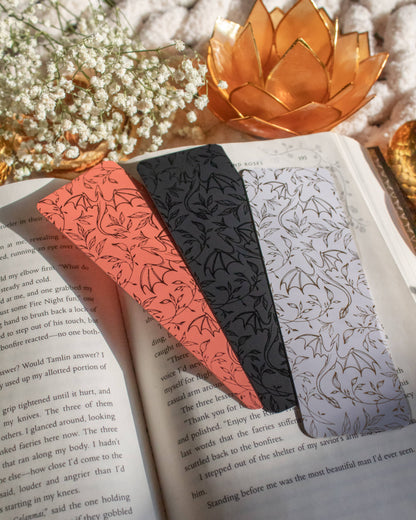 Bookmark - Black Floral Dragons Smitten Booktique