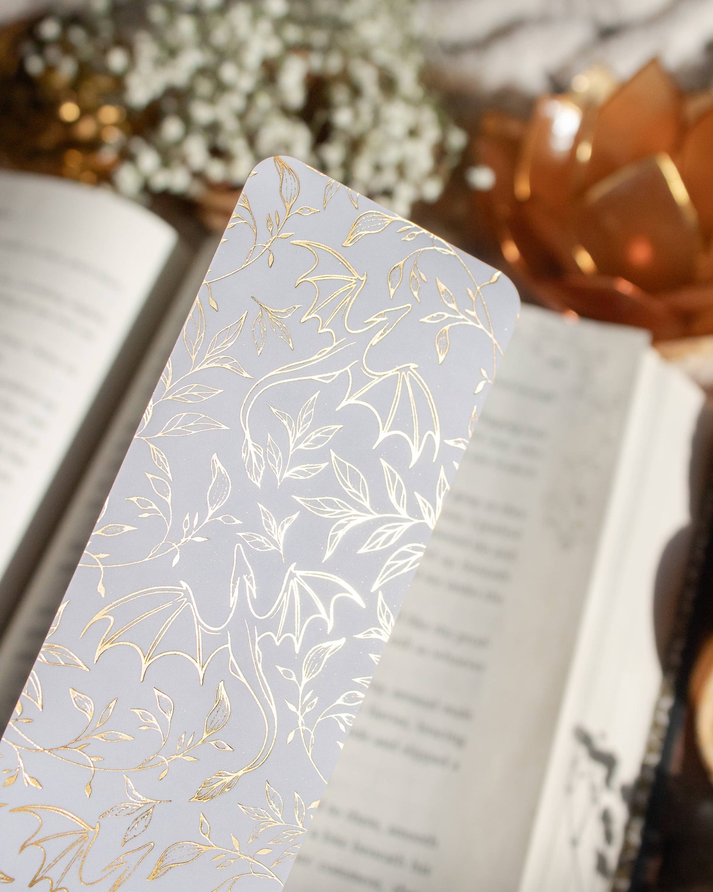 Bookmark - Gold Foil Dragons Smitten Booktique